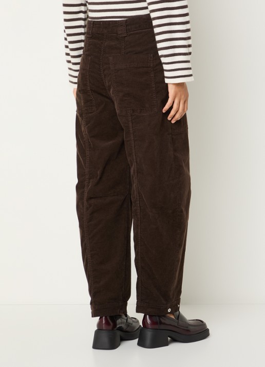 CLOSED Rhannon mid waist balloon fit broek van corduroy met opgestikte zakken - achterkant 4 donkerbruin