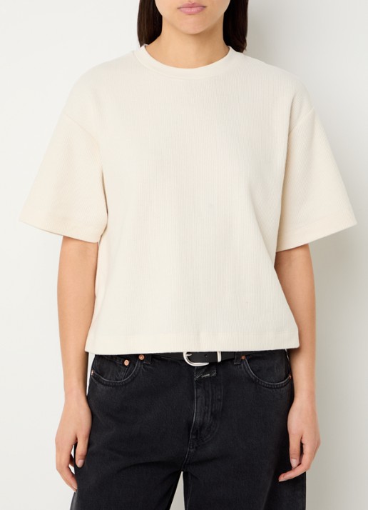 CLOSED Ribgebreid T-shirt met ronde hals