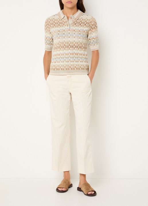 CLOSED Serandon high waist straight fit cropped chino met steekzakken - voorkant 4 gebroken wit