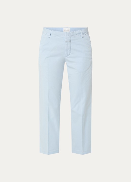 CLOSED Serandon high waist straight fit cropped chino met steekzakken - voorkant 2 lichtblauw