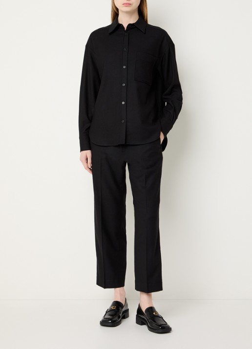 CLOSED Serandon high waist straight fit cropped pantalon in wolblend - voorkant 2 zwart