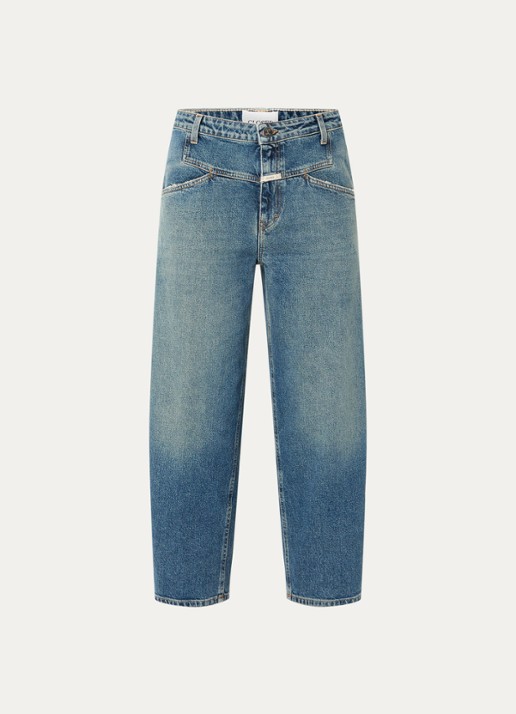 CLOSED Stover-X high waist cropped straight leg jeans met medium wassing - voorkant 3 indigo