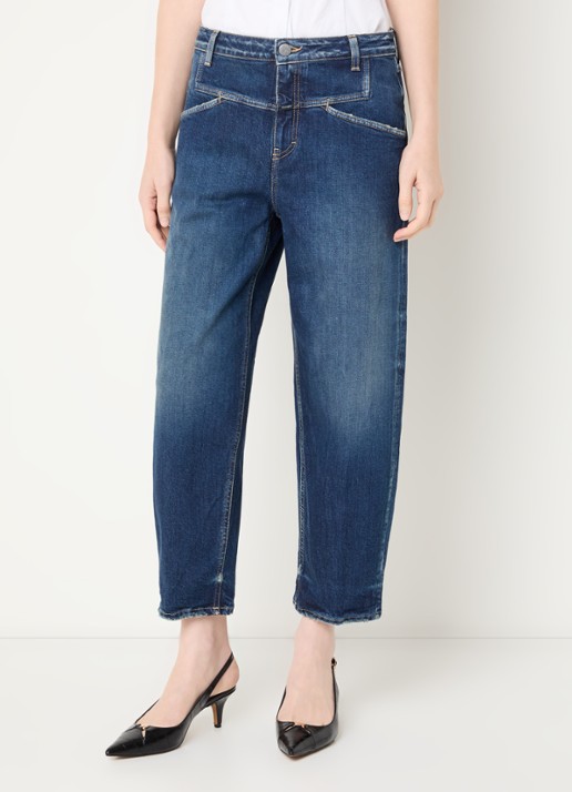 CLOSED Stover-X high waist cropped tapered jeans met donkere wassing