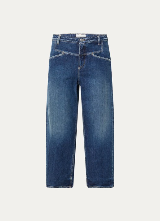 CLOSED Stover-X high waist cropped tapered jeans met donkere wassing - voorkant indigo