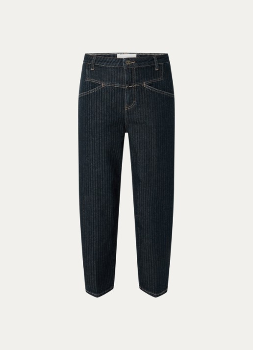 CLOSED Stover-X mid waist loose fit cropped jeans met donkere wassing - voorkant 2 indigo
