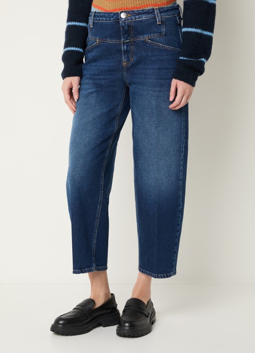 CLOSED Stover-X mid waist straight leg cropped jeans met donkere wassing