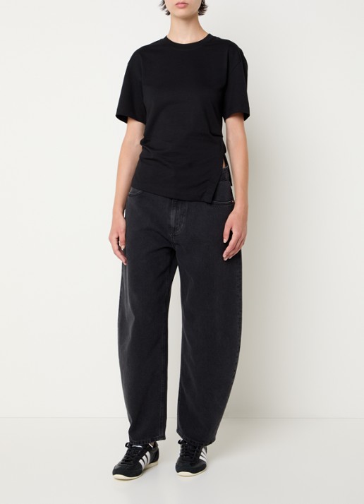 CLOSED T-shirt met logoborduring - voorkant 4 zwart