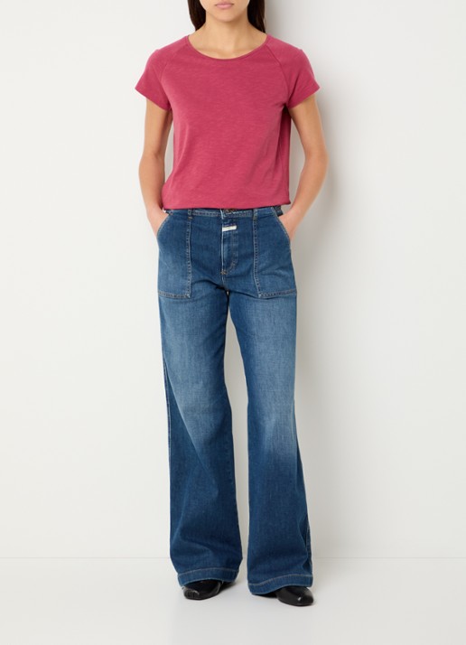 CLOSED T-shirt met stretch - voorkant 2 donkerrood
