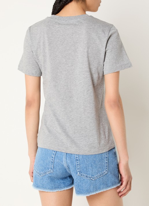 CLOSED T-shirt van  katoen met gemêleerd dessin - achterkant grijsmele
