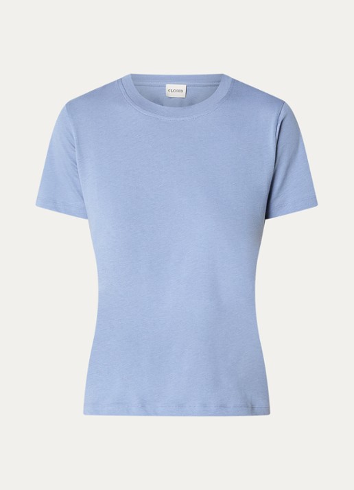 CLOSED T-shirt van  katoen met gemêleerd dessin - voorkant indigo