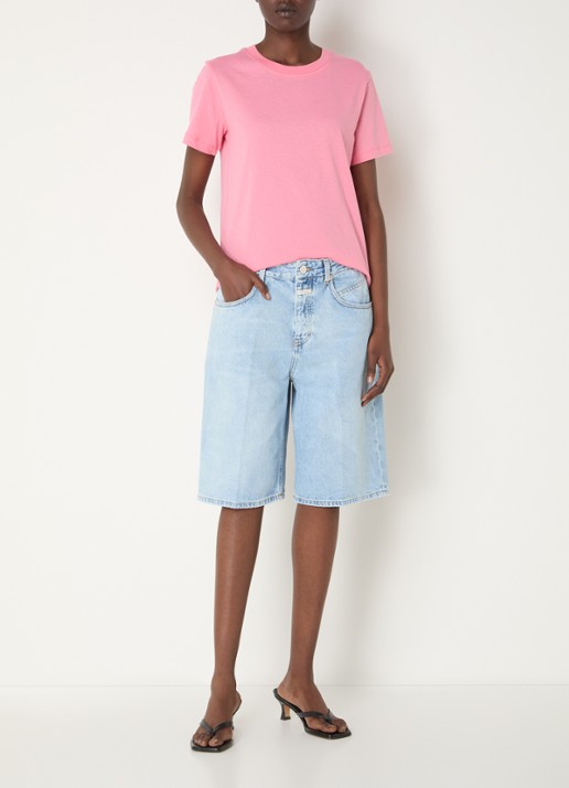 CLOSED T-shirt van  katoen met gemêleerd dessin - voorkant 3 roze