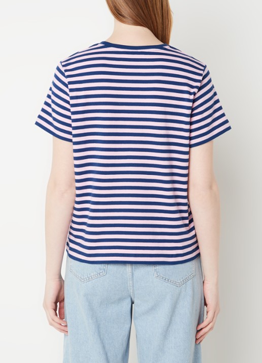 CLOSED T-shirt van  katoen met streepprint - achterkant 3 donkerblauw