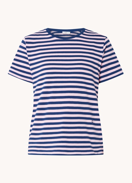 CLOSED T-shirt van  katoen met streepprint - voorkant donkerblauw