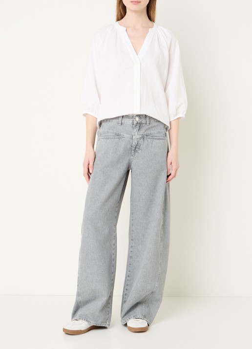 CLOSED Tori-X high waist wide leg jeans met gekleurde wassing - voorkant 3 grijs
