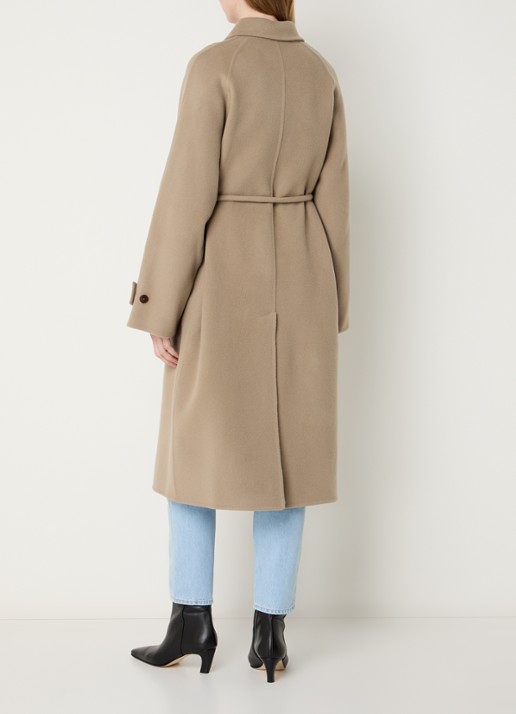 CLOSED Trenchcoat in kasjmierblend met strikceintuur - achterkant 2 donkerbeige