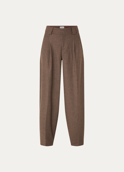 CLOSED Wendlyn high waist wide leg pantalon in wolblend - voorkant 3 bruin