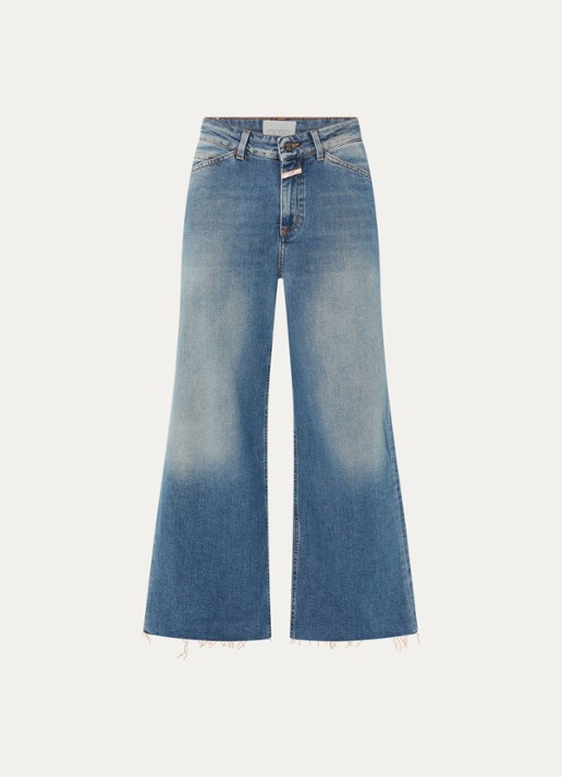 CLOSED Wera cropped high waist flared jeans met destroyed afwerking - voorkant 4 indigo