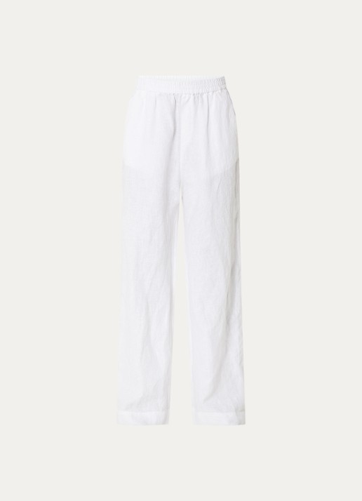 CLOSED Winona high waist wide fit pantalon van linnen - voorkant 3 gebroken wit
