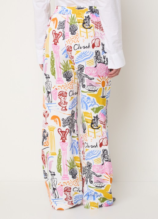 CLOSED Winona mid waist wide fit broek in linnenblend - achterkant wit