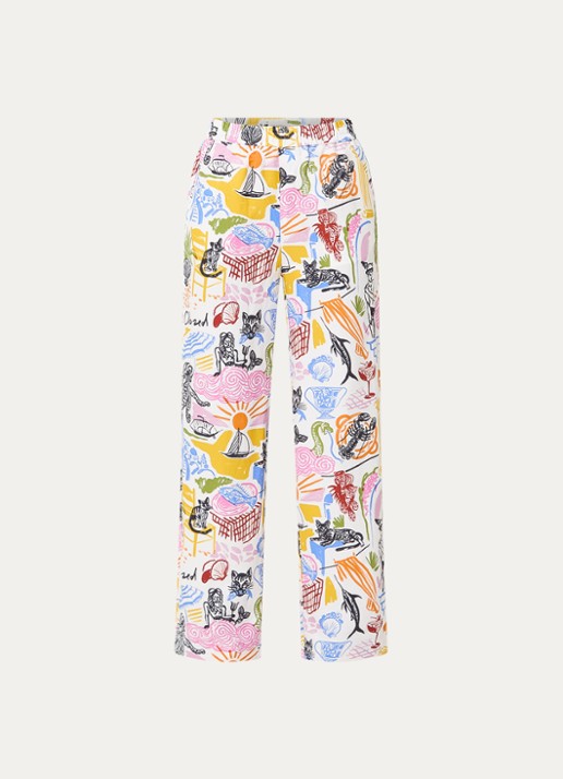 CLOSED Winona mid waist wide fit broek in linnenblend - voorkant 2 wit