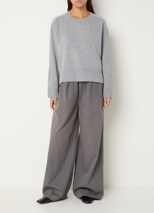 CLOSED Wynston high waist wide fit broek met steekzakken - voorkant 4 grijs