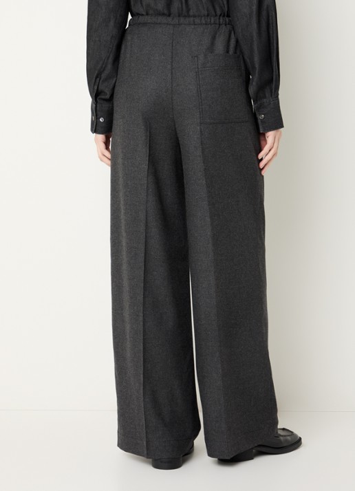 CLOSED Wynston high waist wide fit pantalon in wolblend met steekzakken - achterkant 2 antraciet