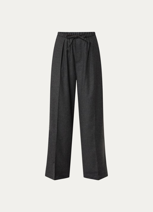 CLOSED Wynston high waist wide fit pantalon in wolblend met steekzakken - voorkant 3 antraciet