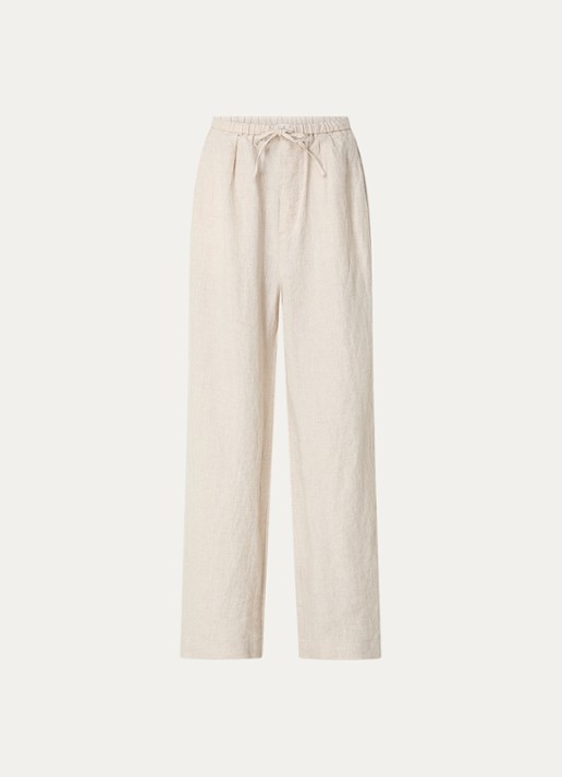 CLOSED Wynston high waist wide fit pantalon van linnen - voorkant 3 beige