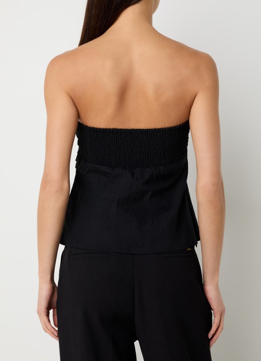 Co'Couture Acasia strapless top met smockwerk en plooidetail - achterkant zwart