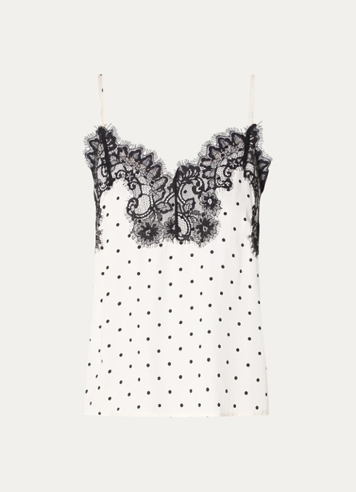 Co'Couture Amelicc top met print en details van kant - voorkant 2 gebroken wit