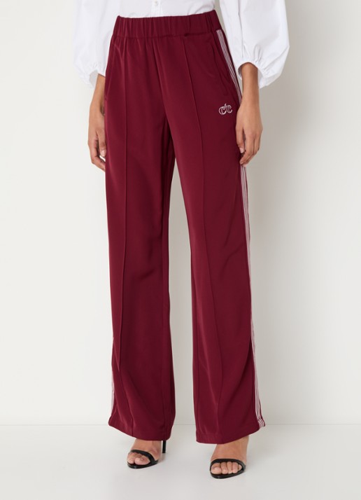 Co'Couture Amina high waist loose fit joggingbroek met logo - detail 3 bordeauxrood