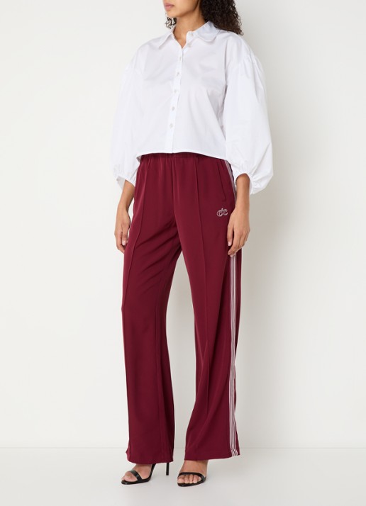 Co'Couture Amina high waist loose fit joggingbroek met logo - voorkant 2 bordeauxrood