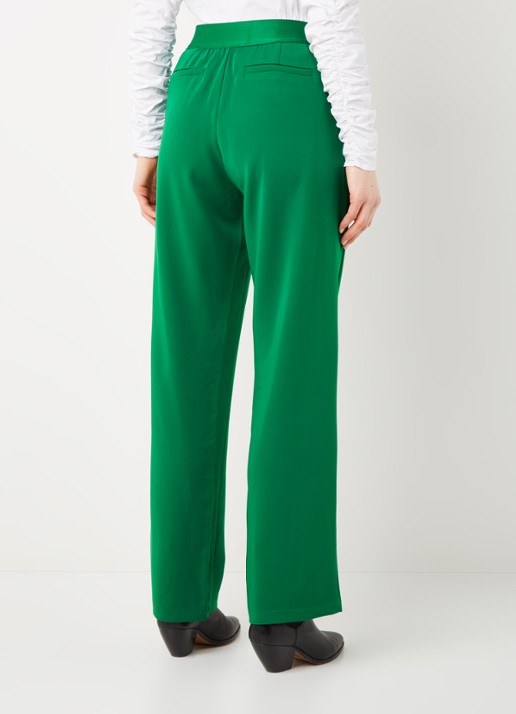 Co'Couture Amira high waist straight fit pantalon met steekzakken - achterkant 2 groen