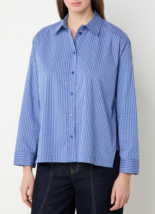 Co'Couture Aniza blouse met streepprint - detail 3 royalblauw