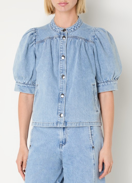 Co'Couture AsjaCC blouse van denim met pofmouw
