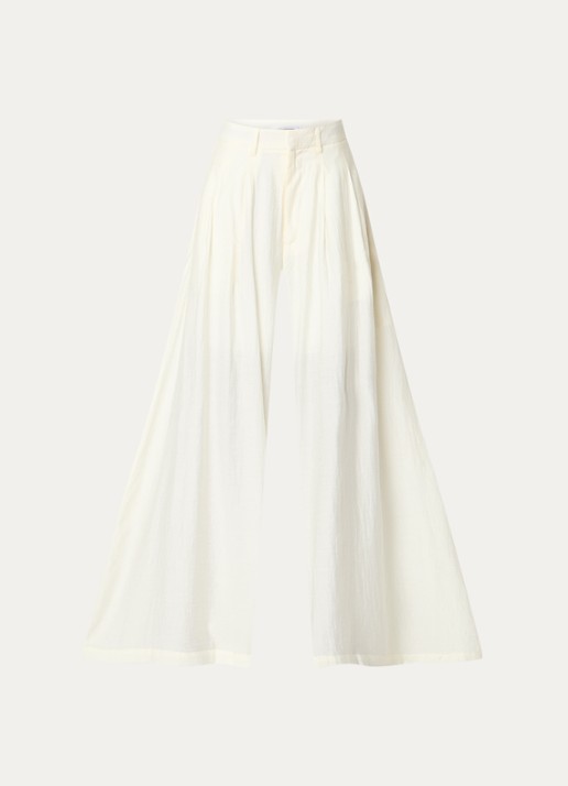Co'Couture AuraCC LL high waist wide fit palazzo broek met steekzakken - voorkant gebroken wit