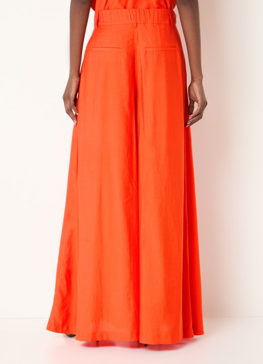 Co'Couture AuraCC LL high waist wide fit palazzo broek met steekzakken - achterkant 3 orange