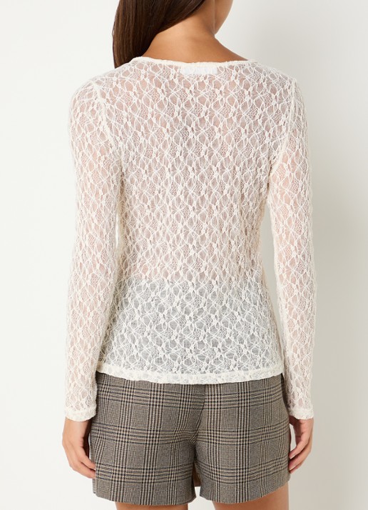 Co'Couture barnacc top van kant met stretch - achterkant 4 gebroken wit