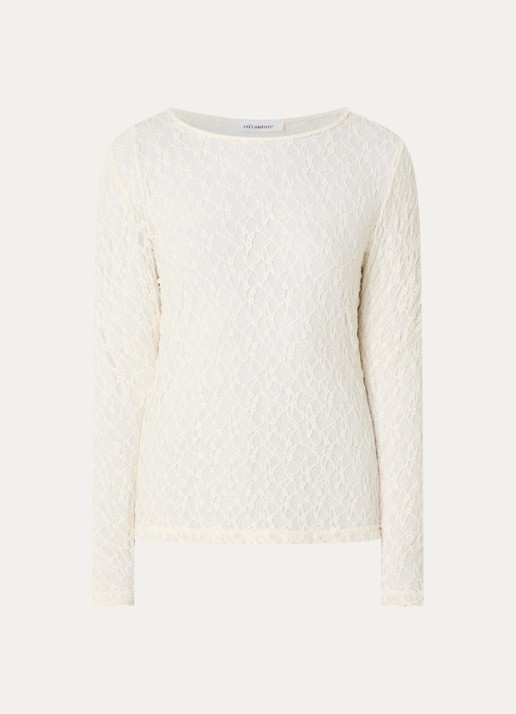 Co'Couture barnacc top van kant met stretch - voorkant gebroken wit