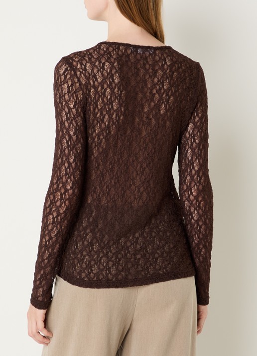 Co'Couture barnacc top van kant met stretch - achterkant 4 donkerbruin