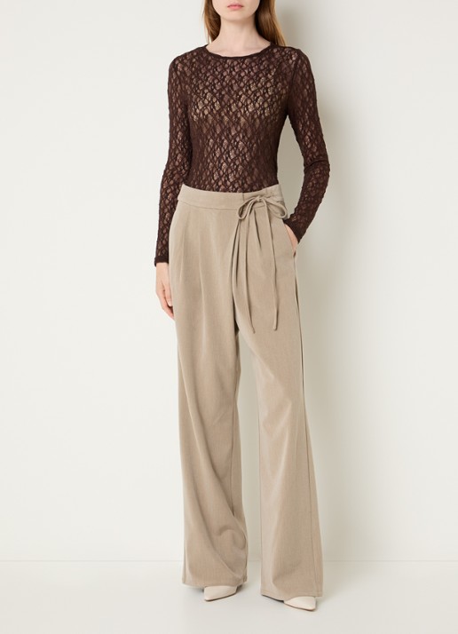 Co'Couture barnacc top van kant met stretch - voorkant 2 donkerbruin