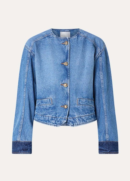 Co'Couture Bilbao spijkerjas met steekzakken en ronde hals - voorkant 3 indigo