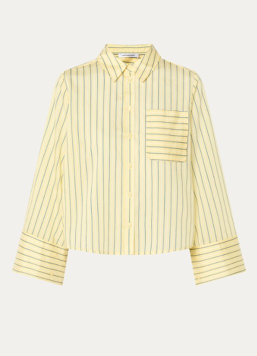 Co'Couture Blaine blouse met streepprint - voorkant 3 lichtgeel