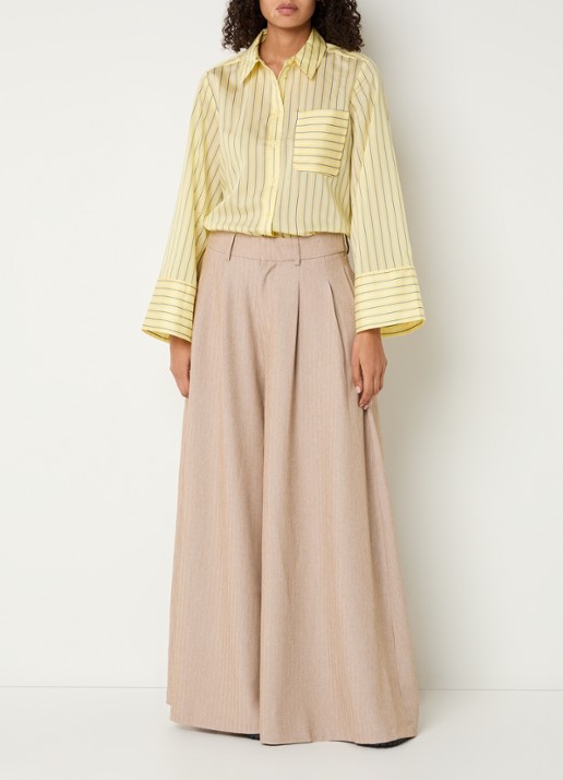Co'Couture Blaine blouse met streepprint - voorkant 4 lichtgeel