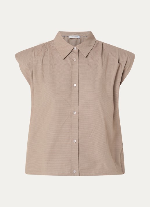 Co'Couture Blouse met streepprint - voorkant khaki
