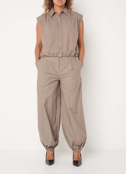 Co'Couture Blouse met streepprint - voorkant 2 khaki