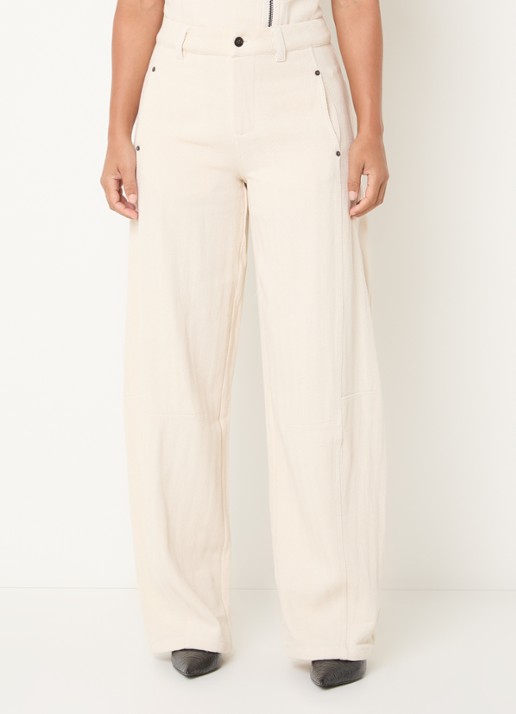 Co'Couture CalinCC high waist loose fit broek met structuur