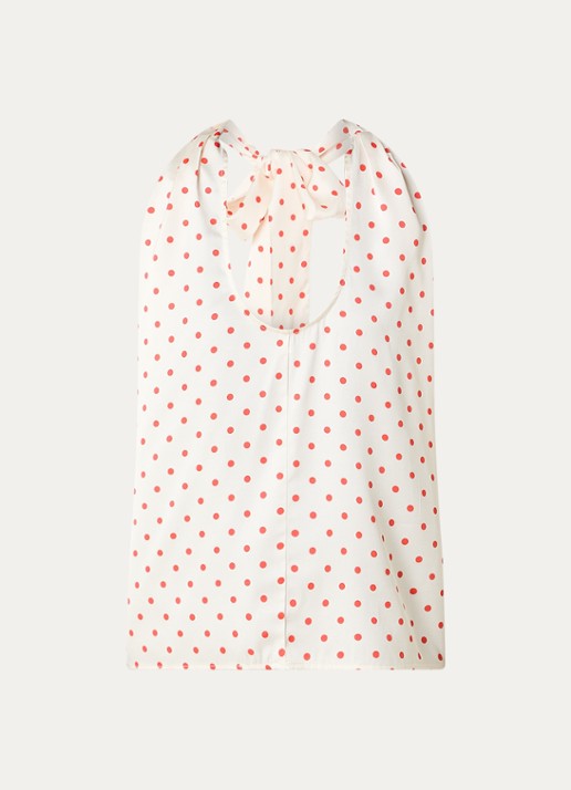 Co'Couture Cambria top met asymmetrische hals en stippenprint - voorkant 2 creme