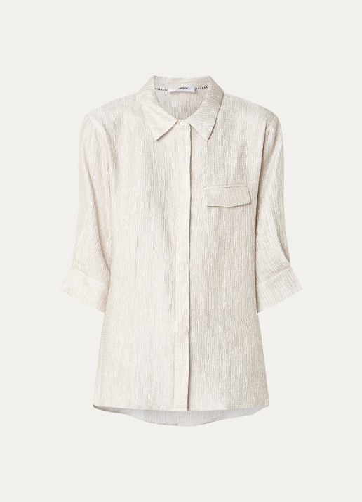 Co'Couture CherCC blouse met lurex en structuur - voorkant 3 zilver