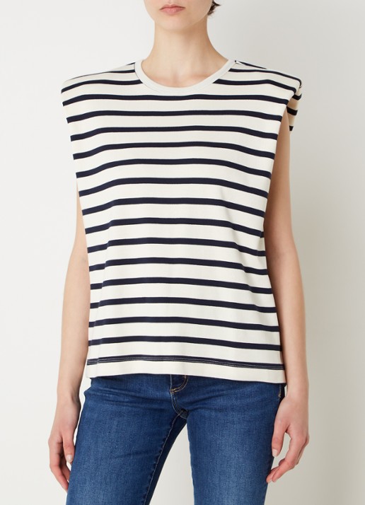 Co'Couture Classic mouwloze top van  katoen met schoudervulling  - detail 4 gebroken wit